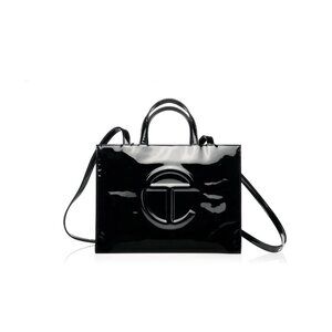 Telfar Medium Shopping Bag in Black Patent